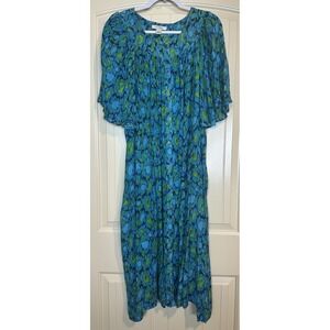 Go Softly patio dress 100% rayon size XL boho mumu comfort lightweight button